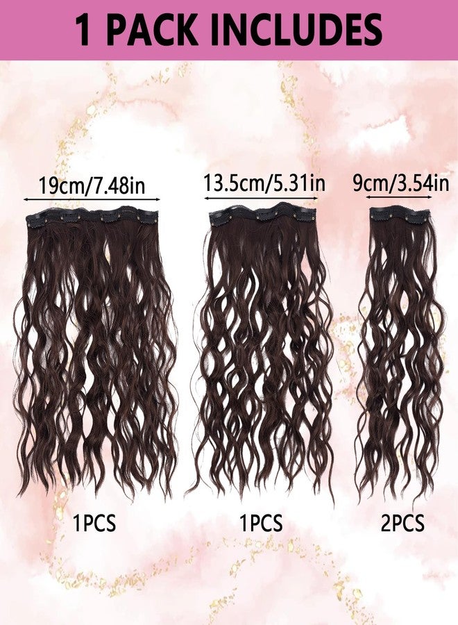 NICENEEDED 4 PCS Curly Clip In Hair Extensions, 13.8 Inch Dark Brown Short Spirally Curly Classic Extensions Clip Seamless Kinky Clip Ins, Soft Invisible Natural Hairpieces for Women - Image 4